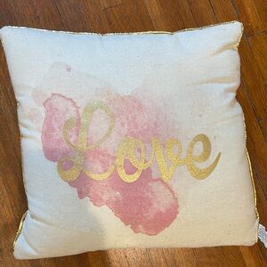Gold and Pink Love Pillow